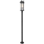 Fortis Outdoor Post Light with Stepped Base - Sand Black / Clear Ribbed