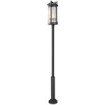 Fortis Outdoor Post Mounted Light with Cylinder Base - Sand Black / Clear Ribbed