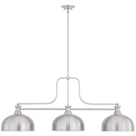 Melange Linear Pendant with Dome Metal Shades - Brushed Nickel / Brushed Nickel