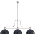 Melange Linear Pendant with Dome Metal Shades - Brushed Nickel / Matte Black / Matte Black