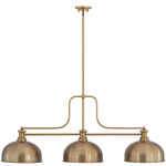 Melange Linear Pendant with Dome Metal Shades - Heritage Brass / Heritage Brass