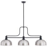 Melange Linear Pendant with Dome Metal Shades - Matte Black / Brushed Nickel / Brushed Nickel