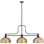 Melange Linear Pendant with Dome Metal Shades - Matte Black / Heritage Brass / Heritage Brass