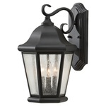 Martinsville Outdoor Wall Sconce - Black / Clear Seeded