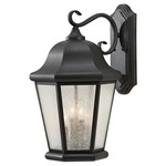 Martinsville Outdoor Wall Sconce - Black / Clear Seeded