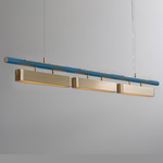 Colt Multi Linear Pendant - Brushed Brass / Textured Blue