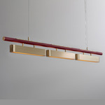 Colt Multi Linear Pendant - Brushed Brass / Textured Oxblood