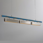 Colt Multi Linear Pendant - Satin Nickel / Textured Blue