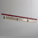 Colt Multi Linear Pendant - Satin Nickel / Textured Oxblood