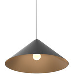 Cords Wide Cone Pendant - Black / Gold