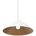 Cords Wide Cone Pendant - White / Gold