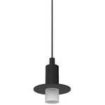 Light Guide Pendant with Brim - Matte Black / Frosted