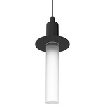 Light Guide Pendant with Brim - Matte Black / Frosted
