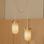 Yukimi Pendant - Satin Nickel / Honed Alabaster