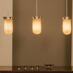Yukimi Linear Pendant - Satin Nickel / Honed Alabaster