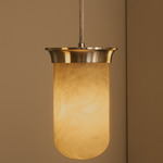 Yukimi Pendant - Satin Nickel / Honed Alabaster
