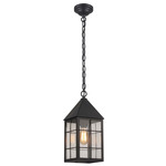 Ashford H Pattern Outdoor Pendant - Matte Black / Clear