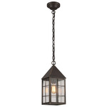 Ashford H Pattern Outdoor Pendant - Bronze / Clear