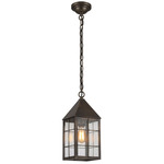 Ashford H Pattern Outdoor Pendant - Dark Brass / Clear
