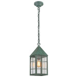 Ashford H Pattern Outdoor Pendant - Verde Green / Clear