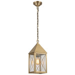Ashford X Pattern Outdoor Pendant - Antique Brass / Clear