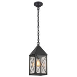 Ashford X Pattern Outdoor Pendant - Matte Black / Clear