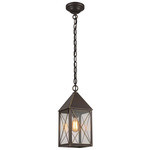 Ashford X Pattern Outdoor Pendant - Bronze / Clear