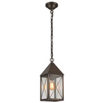 Ashford X Pattern Outdoor Pendant - Dark Brass / Clear