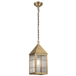Ashford H Pattern Outdoor Pendant - Antique Brass / Seedy