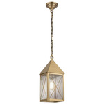 Ashford X Pattern Outdoor Pendant - Antique Brass / Seedy