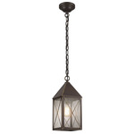 Ashford X Pattern Outdoor Pendant - Bronze / Seedy