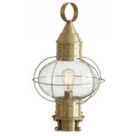 Ellington Outdoor Post Light - Antique Brass / Clear