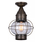 Ellington Outdoor Semi Flush Ceiling Light - Dark Brass / Clear