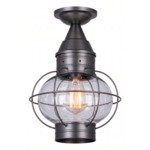 Ellington Outdoor Semi Flush Ceiling Light - Gunmetal / Clear