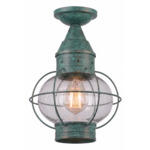 Ellington Outdoor Semi Flush Ceiling Light - Verde Green / Clear