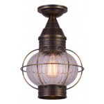 Ellington Outdoor Semi Flush Ceiling Light - Bronze / Optic