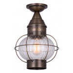 Ellington Outdoor Semi Flush Ceiling Light - Dark Brass / Optic