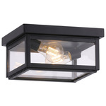 Branford Square Outdoor Semi Flush Ceiling Light - Matte Black / Clear