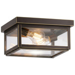 Branford Square Outdoor Semi Flush Ceiling Light - Bronze / Clear