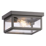 Branford Square Outdoor Semi Flush Ceiling Light - Gunmetal / Clear