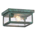 Branford Square Outdoor Semi Flush Ceiling Light - Verde Green / Clear