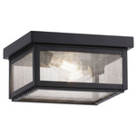 Branford Square Outdoor Semi Flush Ceiling Light - Matte Black / Seedy