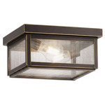 Branford Square Outdoor Semi Flush Ceiling Light - Bronze / Seedy