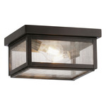 Branford Square Outdoor Semi Flush Ceiling Light - Dark Brass / Seedy