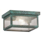 Branford Square Outdoor Semi Flush Ceiling Light - Verde Green / Seedy
