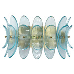 Coronet Wall Sconce - Antique Brass / Pale Blue Glass