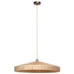 Parasol Pendant - Antique Brass / Natural