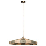 Parasol Pendant - Antique Brass / Natural / Green