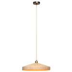 Parasol Pendant - Antique Brass / Natural