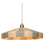 Parasol Pendant - Antique Brass / Natural / Green
